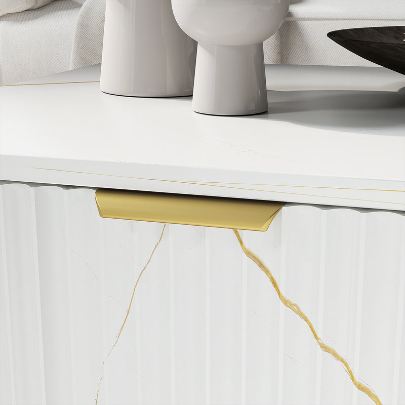 White Marble Effect Coffee Table with Hidden Storage and Sleek Design by HOMCOM