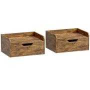 Floating Bedside Tables Set of 2 with Drawer and Shelf for Space Saving Bedroom Storage Rustic Brown AOSOM