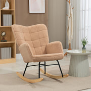 Wingback Rocking Chair Light Brown Soft Fleece for Relaxing Comfort by HOMCOM