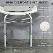 Height Adjustable Aluminium Shower Stool With Padded Seat And Holder For Seniors, White