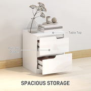 White High Gloss Bedside Table With 2 Drawers by HOMCOM