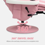 Pink PU Leather Manual Recliner Armchair with Adjustable Leg Rest and 360Â° Swivel by HOMCOM