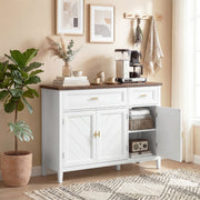 Hallway Sideboard with Adjustable Shelves and Drawers for Organised Storage White Brown Homcom