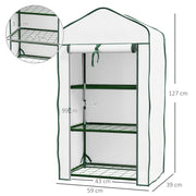 White Three Tier Compact Mini Greenhouse for Plants and Seedlings by Outsunny