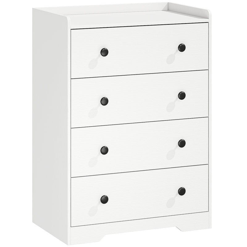 Slim Chest of Drawers for Small Bedrooms with Open Shelf and 4 Deep Drawers