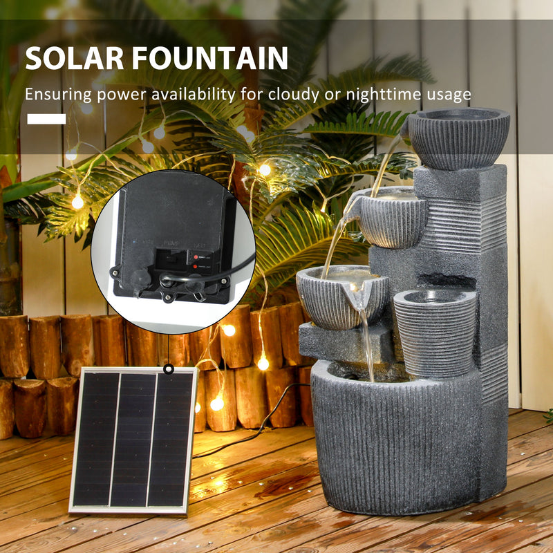 Solar Powered Outdoor Water Fountain Dark Grey by Outsunny