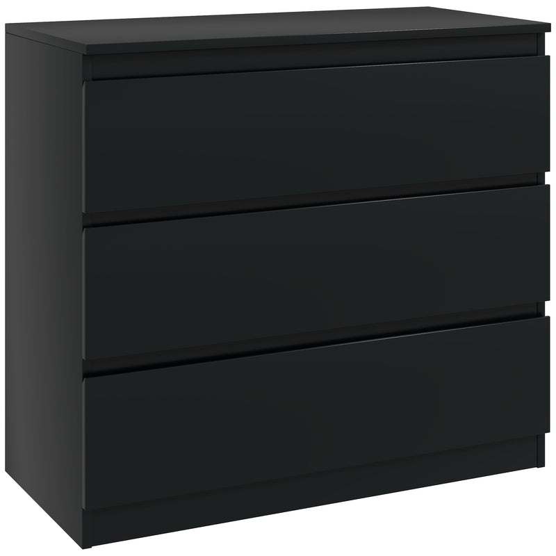 Black 3 Drawer Chest of Drawers Bedroom Storage Unit by HOMCOM
