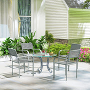 Garden Dining Chair Set of 4 Stackable Rattan Effect with Armrests Light Grey Outsunny
