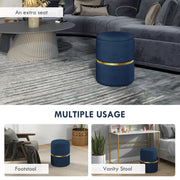Velvet Storage Ottoman Bench with Hidden Compartment for Bedroom or Living Room Blue