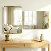 Wall Mirror Shatter Resistant with Deep Frame for Busy Homes Ready to Hang Gold Homcom