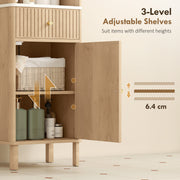Slimline Bathroom Storage Cabinet With Shelves And Drawer For Small Spaces Wood Effect AOSOM