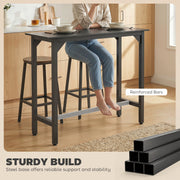 Bar Table for Small Spaces with Easy Clean Marble Effect Top Black Marble Effect AOSOM