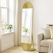 Full Length Free Standing Mirror with Shatter Proof Glass for Outfit Checks Gold Homcom