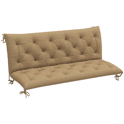 Khaki Three Seater Bench Cushion Weather Resistant Outdoor Pad by Outsunny