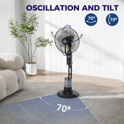 120cm Pedestal Misting Fan with 4 Speeds 3 Modes and 3.2L Tank for Home Use