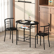 Three Piece Space Saving Dining Set with Stools Ideal for Small Kitchens Black