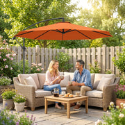 3m Orange Cantilever Parasol with Cross Base for Unobstructed Garden Shade Outsunny
