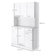 Freestanding Kitchen Storage Cabinet With Drawer And Adjustable Shelves For Dining Room White
