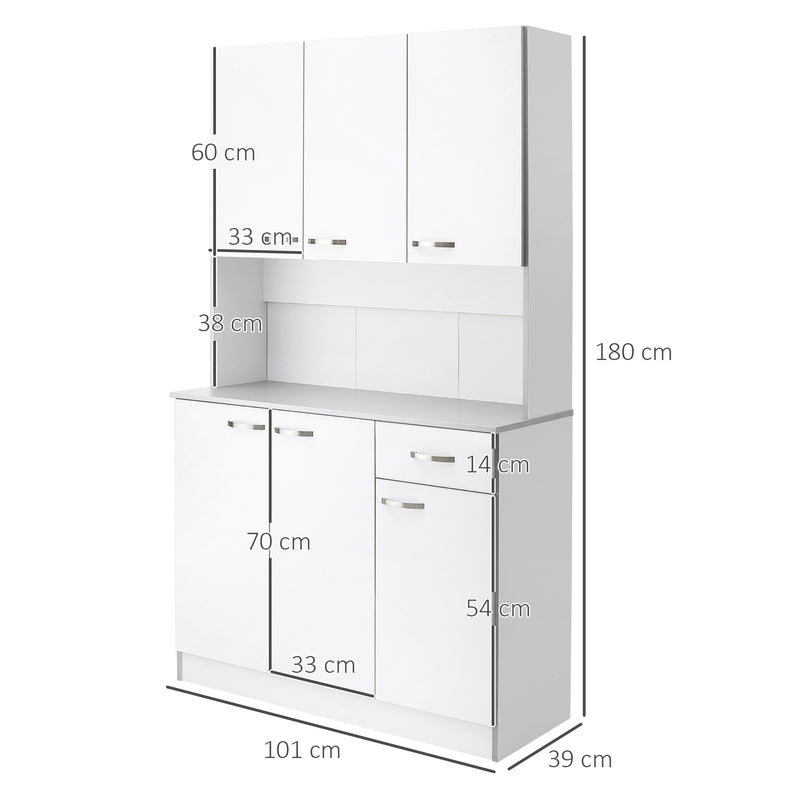 Freestanding Kitchen Storage Cabinet With Drawer And Adjustable Shelves For Dining Room White