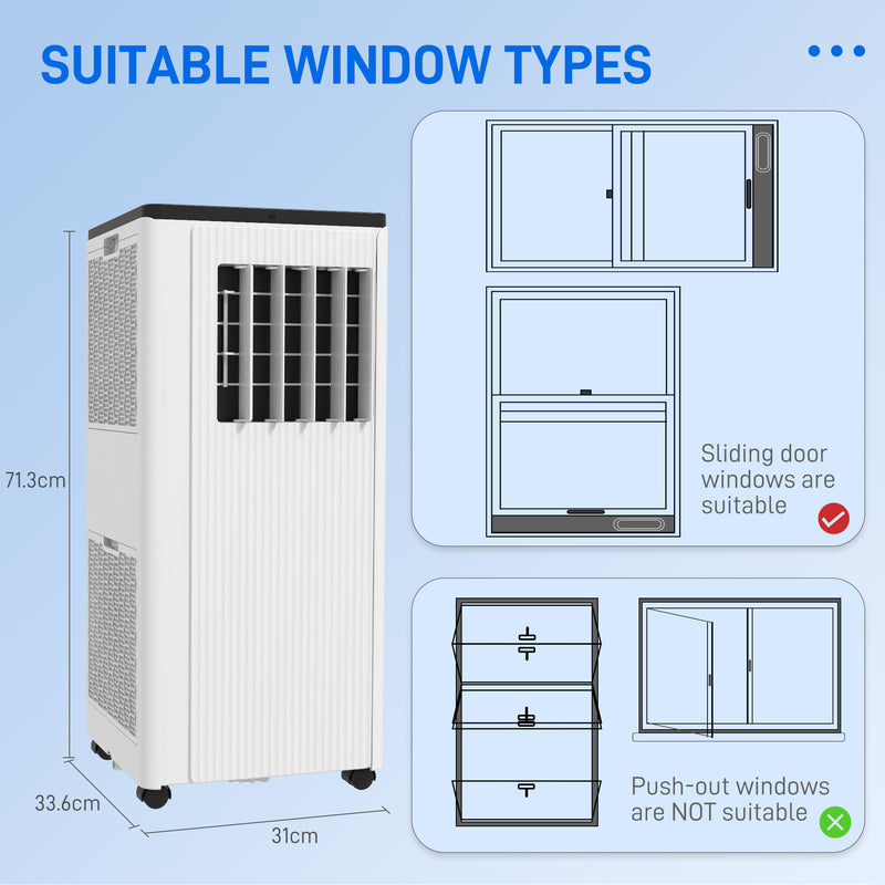9000 BTU Portable Air Conditioner with App Control Cools Rooms Up To 20m² White