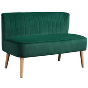 2 Seater Velvet Sofa for Small Spaces with Deep Foam Cushions Dark Green AOSOM