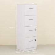 White Wooden Lockable Filing Cabinet with 4 Drawers by HOMCOM