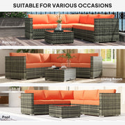 Four Piece Rattan Sofa Set with Cushions in Orange and Grey by Outsunny