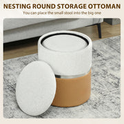 Ottoman Storage Set of 2 with Hidden Compartments for Extra Seating and Space Saving Brown Cream AOSOM