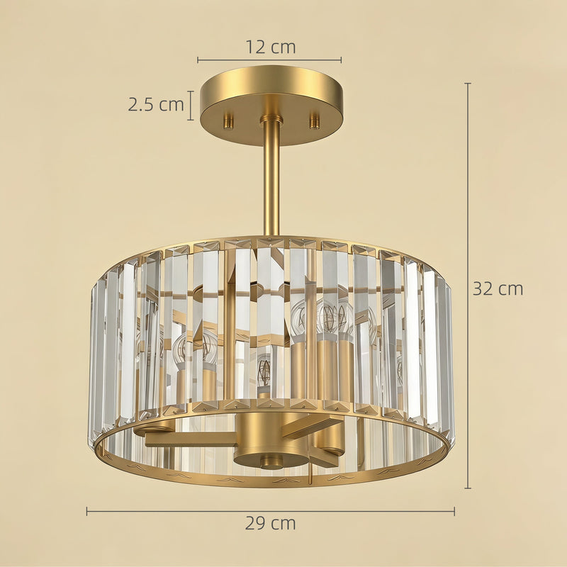 Crystal Ceiling Light for Brightening Bedrooms or Living Rooms Semi Flush