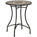Grey Mosaic Round Outdoor Patio Table 60cm Weather-Resistant Garden Bistro Table by Outsunny