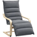 Curved Wooden Accent Chair with Adjustable Footrest Dark Grey by HOMCOM