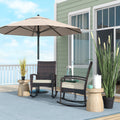 Set of 2 PE Rattan Garden Rocking Chairs with Cushions and Armrests for Outdoor Use Brown AOSOM