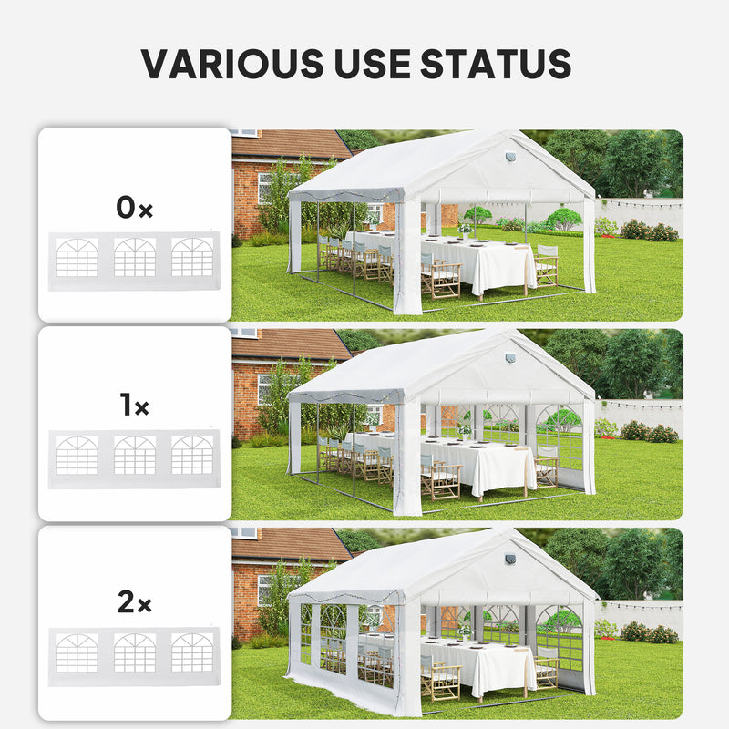 6x4m Marquee Party Tent for Outdoor Gatherings with Large Windows and Weather Protection White Outsunny