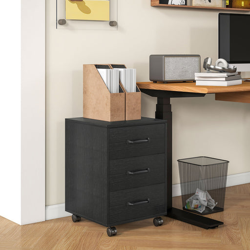 Black 3 Drawer Mobile Filing Cabinet for Home Office and Study by HOMCOM