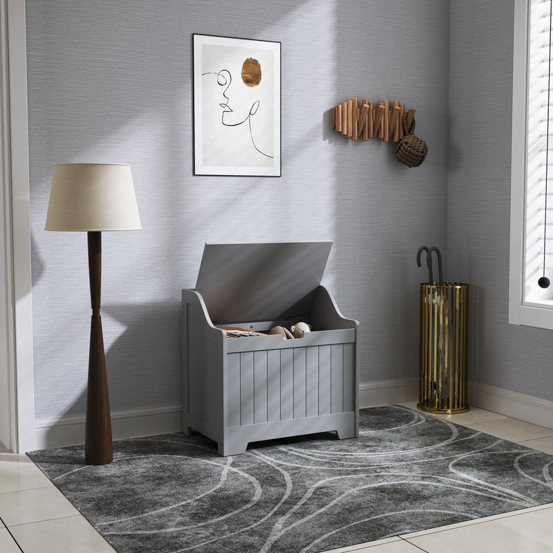 Grey 61L Home Storage Chest With Lift Top Lid And Modern Design By HOMCOM