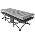 Folding Camping Bed with Extra Wide Surface and Padded Topper for Comfortable Sleep Grey