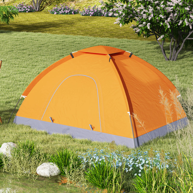2 Person Camping Tent with Quick Setup and Mesh Windows for Fresh Air Orange