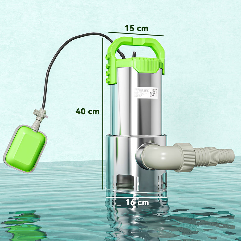 1100W Electric Submersible Water Pump with Float Switch for Ponds and Drainage Green AOSOM
