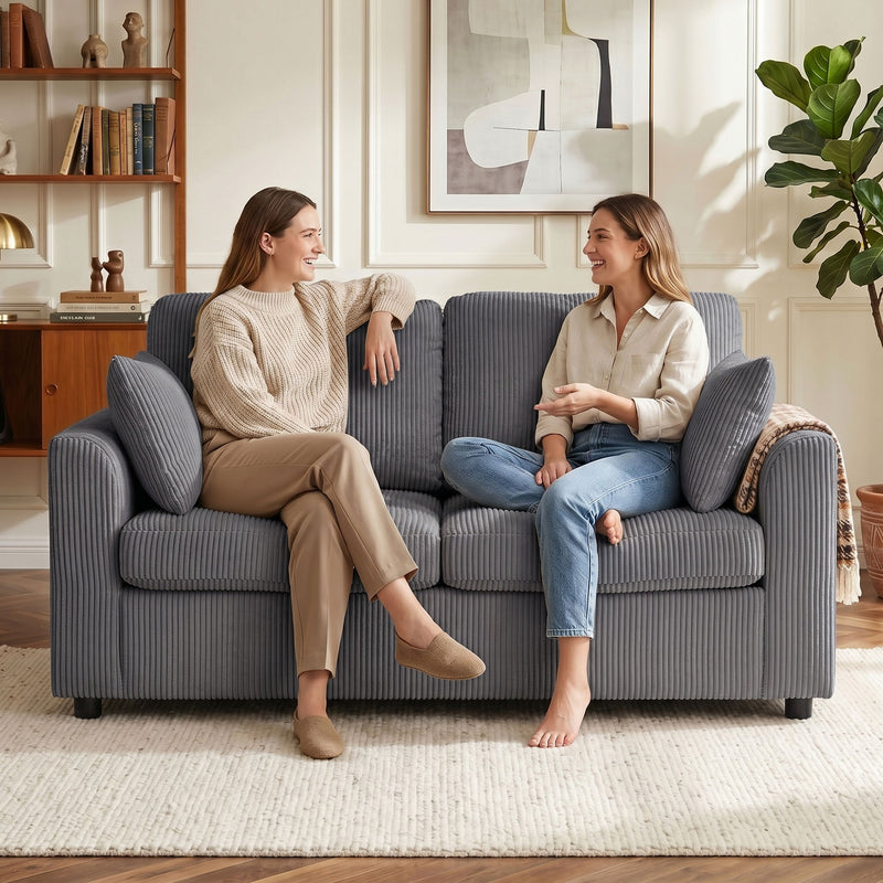 2 Seater Sofa for Small Living Rooms with Firm Support and Soft Corduroy Upholstery