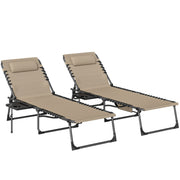Adjustable Garden Sun Loungers Set of 2 with Side Table and Pillow for Outdoor Relaxing Outsunny