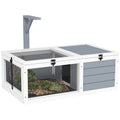 Wooden Tortoise Enclosure with Lamp Holder for Indoor and Outdoor Use Light Grey by PawHut