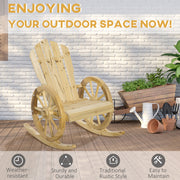 Natural Wooden Adirondack Rocking Chair Reclining Garden Armchair by Outsunny
