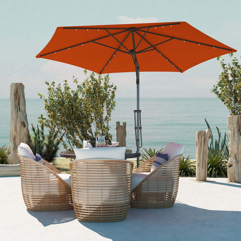 Orange 3m Cantilever Garden Parasol with Solar LED Lights for Patio and Decking by Outsunny
