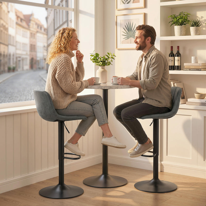 Adjustable Bar Stools Set of 2 with Swivel Seats and Floor Protection Grey