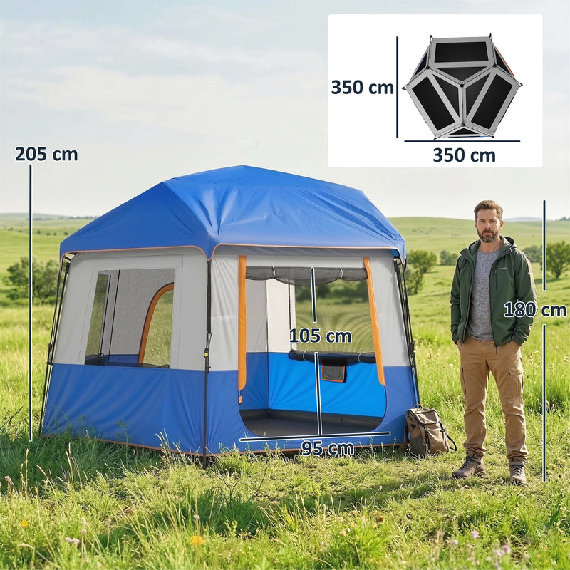 Family Tent for 6 With Quick Setup and Weather Protection for Garden or Beach Blue