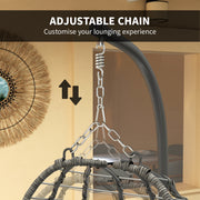 Light Grey Rattan Hanging Egg Chair with Cushion and Stand for Garden or Patio by Outsunny