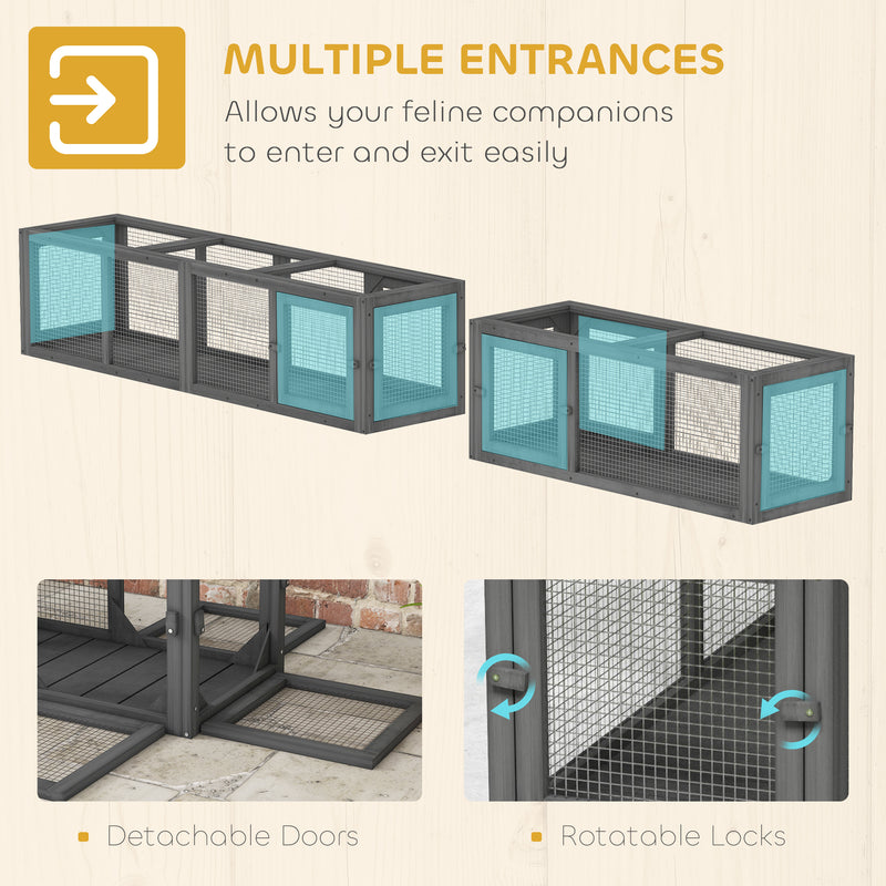 Cat Tunnel Outdoor Enclosure for Safe Garden Play with Flexible Layout Dark Grey