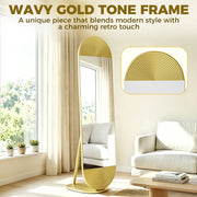 Full Length Free Standing Mirror with Shatter Proof Glass for Outfit Checks Gold Homcom