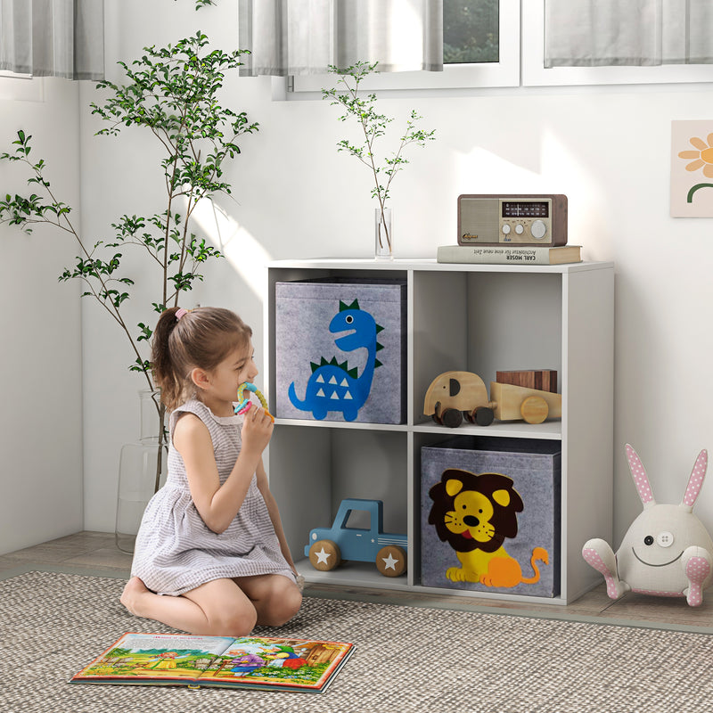 Kids Toy Storage Unit with Two Fabric Drawers Ideal for Organising Bedroom White AOSOM