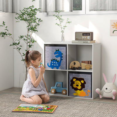 Kids Toy Storage Unit with Two Fabric Drawers Ideal for Organising Bedroom White AOSOM
